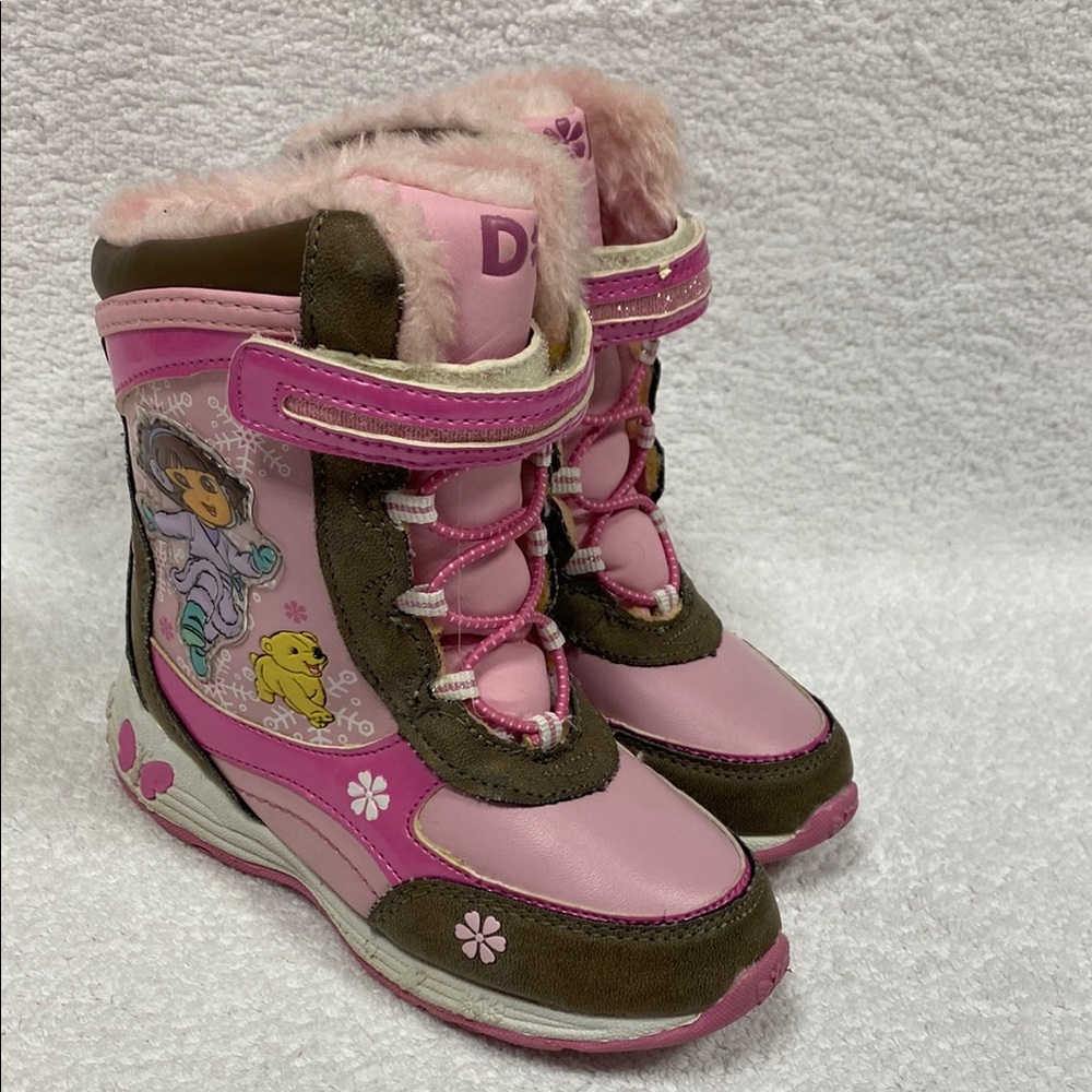 Nickelodeon Dora the Explorer Pink and Brown Winter Boots toddler 9